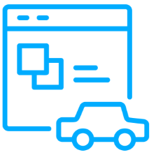 Minimalist graphic of a car and a webpage to illustrate buyer personas